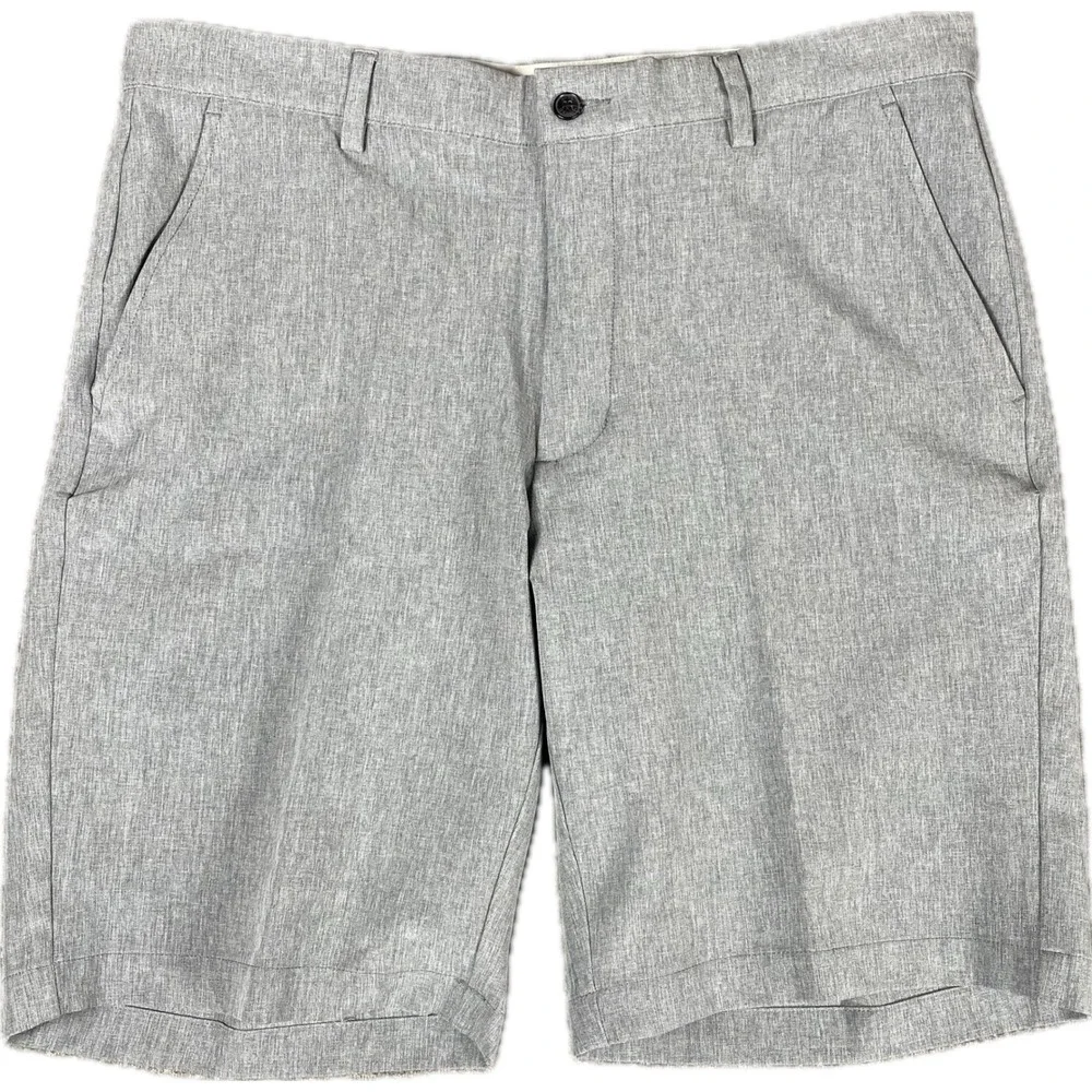 New Greg Norman Mens Golf Shorts 34 Grey Stretch Performance Flat‎ Front Active